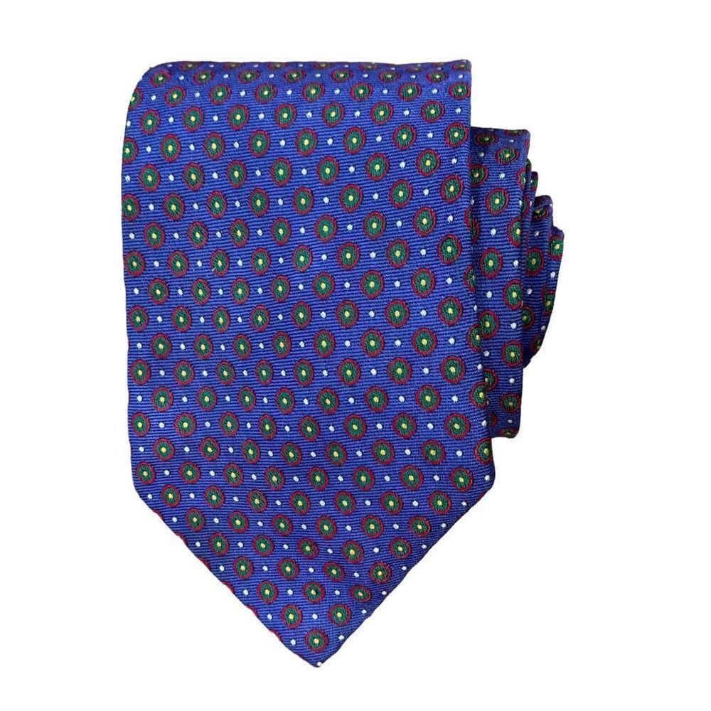 Ralph Lauren Green Label Tie Geometric Circles Purple Green Red White 56”x3.5”